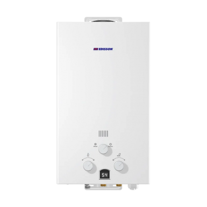 Проточный водонагреватель Edisson Eco E 20 D газовый медный теплообменник, белый, с защитой от перегрева
