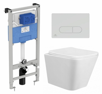 Комплект 3 в 1 инсталляция Ideal Standard + Унитаз подвесной Taliente Correto CR25200 + кнопка хром