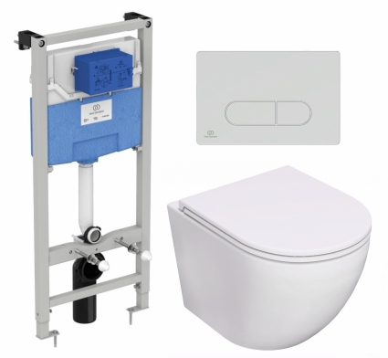 Комплект 3 в 1 инсталляция Ideal Standard + Унитаз подвесной Lorne Pilpao Tornado LN5007502 + кнопка хром