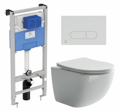 Комплект 3 в 1 инсталляция Ideal Standard + Унитаз подвесной Ceramica Nova Forma CN3009 + кнопка хром