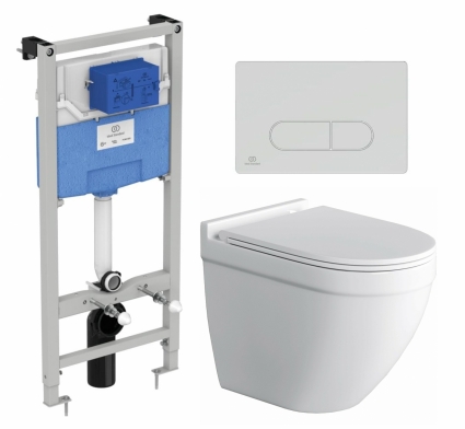 Комплект 3 в 1 инсталляция Ideal Standard + Унитаз подвесной Owl 1975 Cirkel-H + кнопка хром