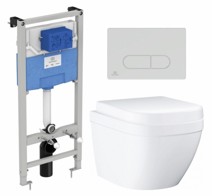 Комплект 3 в 1 инсталляция Ideal Standard + Унитаз подвесной Grohe Euro Ceramic 39206000 + кнопка хром