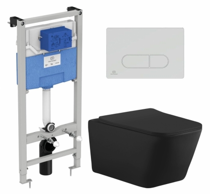 Комплект 3 в 1 инсталляция Ideal Standard + Унитаз подвесной Aquanet Tavr-W BW 287011 + кнопка хром