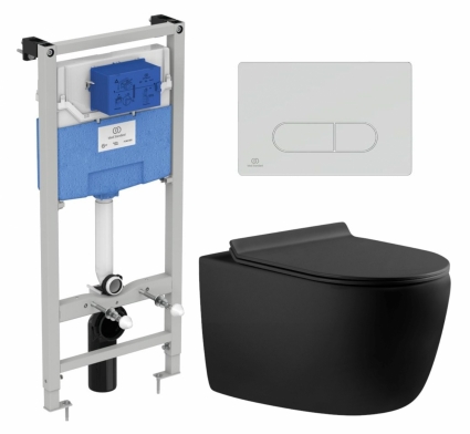 Комплект 3 в 1 инсталляция Ideal Standard + Унитаз подвесной Aquanet Cetus-BW 287008 + кнопка хром