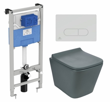 Комплект 3 в 1 инсталляция Ideal Standard +  Унитаз подвесной Weltwasser WW SK Gelbach 041 MT-GR + кнопка хром
