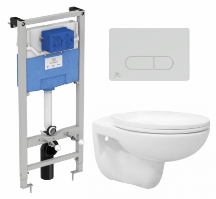 Комплект 3 в 1 инсталляция Ideal Standard + Унитаз подвесной Enio Ekos EN0170571 + кнопка хром