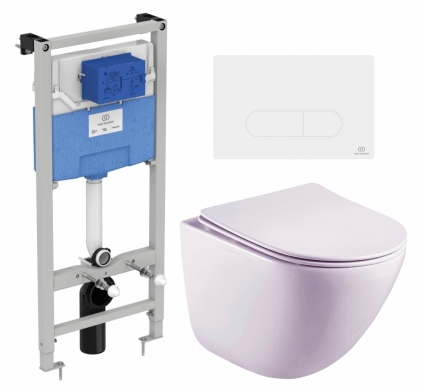 Комплект 3 в 1 инсталляция Ideal Standard + Унитаз подвесной Esbano Lotus ESUPLOTUW + кнопка белая