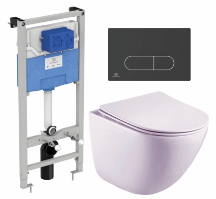 Комплект 3 в 1 инсталляция Ideal Standard + Унитаз подвесной Esbano Lotus ESUPLOTUW + кнопка черная