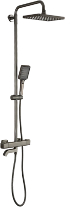 Душевая стойка Gappo G91 G2491-9 с термостатом, оружейная сталь, штанга 148.7 см, шланг 150 см