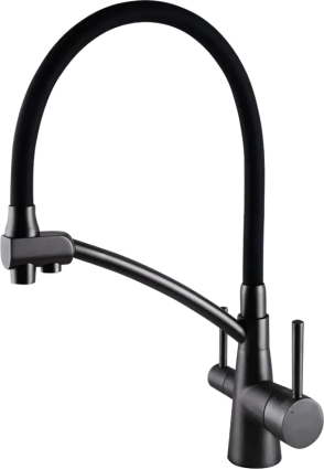 Смеситель для кухни Gappo G4398-19 с гибким изливом, оружейная сталь, однорычажный