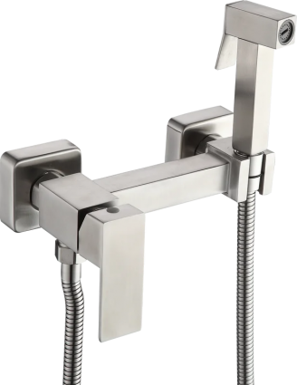 Гигиенический душ Frap F7504-5 со смесителем, сатин, цвет сталь, 1 режим