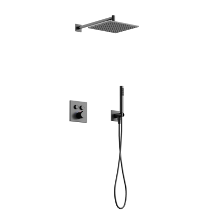 Душевой комплект Sancos Linn SC9022GG С ВНУТРЕННЕЙ ЧАСТЬЮ, вороненая сталь, шланг пластиковый 150 см