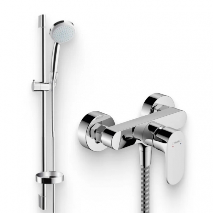 Душевой комплект Смеситель для душа Hansgrohe Rebris S 72640000 хром + Гарнитур Croma 100 1jet 27717000 UnicaC штанга 11.9 см,  в современном стиле
