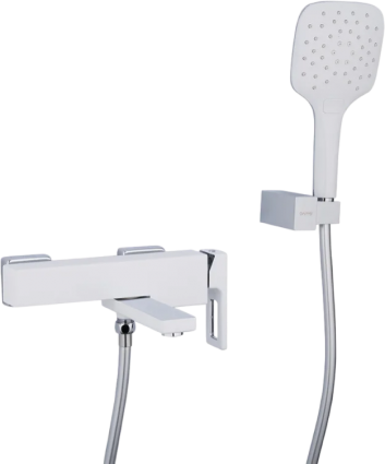 Смеситель для ванны с душем Gappo G17-8 G3217-8 белый, хром, однорычажный, длина излива 19.2 см