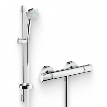 Душевой комплект Термостат Hansgrohe Ecostat Comfort 13116000 для душа + Гарнитур Croma 100 1jet 27717000 UnicaC хром, штанга 6.8 см