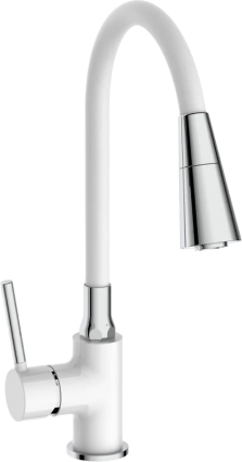 Смеситель для кухни Frap H44-8 F4044-8 с гибким изливом, белый, однорычажный
