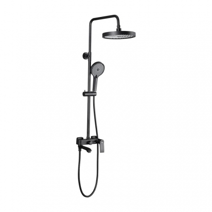 Душевая стойка Frap H75 F2475-6 черная цвет черный, штанга 149.5 см, шланг металлический 150 см