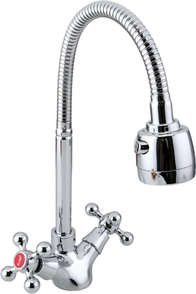 Смеситель для кухни Frap H19 F4319 с гибким изливом, двухвентильный, хром