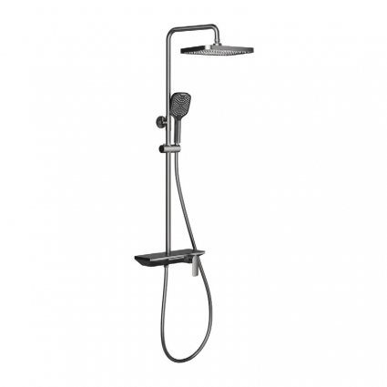 Душевая стойка Gappo G96 G2496-19 оружейная сталь штанга 156 см, шланг металлический 150 см