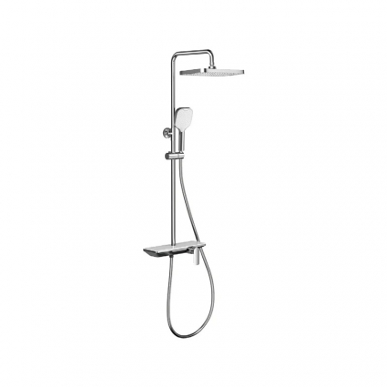Душевая стойка Gappo G96 G2496-10 белая, хром, штанга 156 см, шланг металлический 150 см