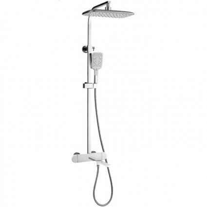 Душевая стойка Gappo G83-8 G2483-50 белая, хром, штанга 158.1 см, шланг металлический 150 см