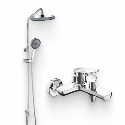 Душевой комплект Смеситель Iddis Esper ESPSB00i02WA + Стойка SpaHome SPA3F0Ci76 хром,  в современном стиле