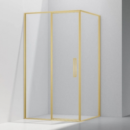 Душевой уголок Vincea Slim VSR-4SLP9012CLG 120х90 см, профиль брашированное золото, стекло прозрачное, прямоугольный, двери распашные