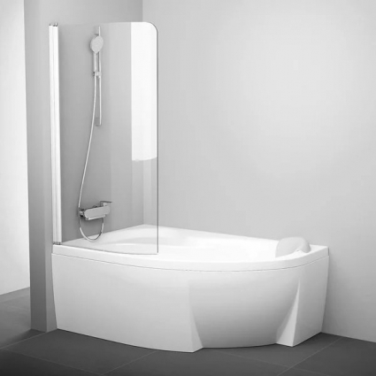 Шторка на ванну Ravak Rosa CVSK1 160/170 L профиль белый, прозрачное стекло Transparent, левая