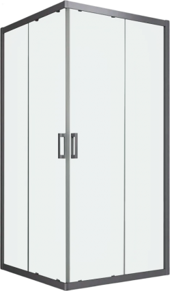 Душевой уголок Vegas Glass ZA Protec 80 06 01 профиль вороненная сталь, стекло прозрачное, квадратный, двери раздвижные