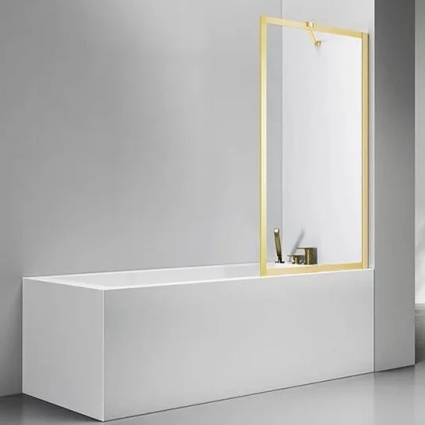 Шторка на ванну Veconi Palau PL-85G 60x150, брашированное золото, стекло прозрачное