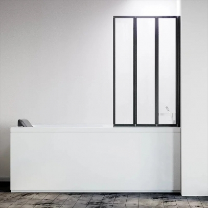 Шторка на ванну Veconi Palau PL-73BR 90 см стекло прозрачное, профиль черный