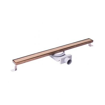 Душевой трап (лоток) Plumberia Selection PSL Linear 6x80 бронза в пол, выпуск боковой