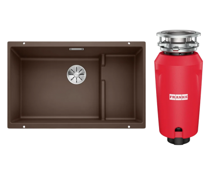 Комплект Мойка Blanco Subline 700-U Level кофе + Измельчитель Franke 134.0715.095 матовая, прямоугольная