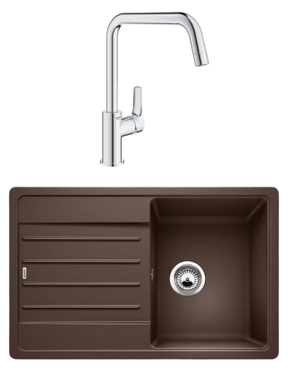 Комплект Мойка Blanco Legra 45 S кофе + Смеситель Grohe Eurosmart 30567000 матовая, прямоугольная
