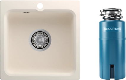 Комплект Мойка Reflection Base RX0743WH белая + Измельчитель Paulmark Intenso I-PRO 1000 матовая, квадратная