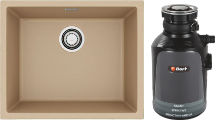 Комплект Мойка Alveus Omni Granital 30 beige + Измельчитель Bort Alligator 93410754 матовая, прямоугольная