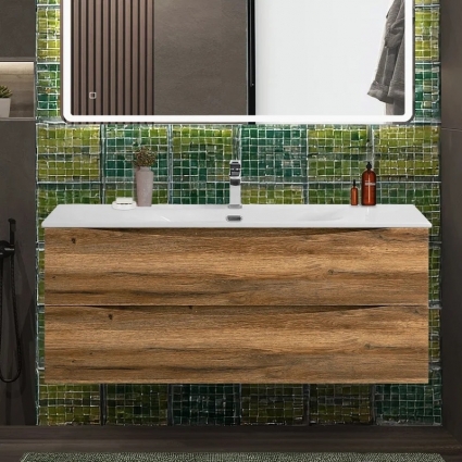 Тумба под раковину без столешницы BelBagno Marino-cer-n 120 подвесная, rovere rustico, матовая, с ящиками