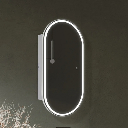 Шкафы с зеркалом в ванную Silver Mirrors Soho - Lite - WHITE 500х1000 (сенсорный выключатель, реверс. крепление)