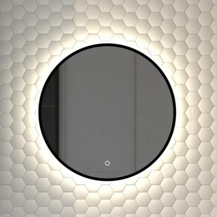 Зеркало круглое Defesto Aura DF 2982S 50x50, с нейтральной подсветкой, сенсорный выключатель, черное