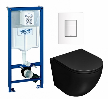 Комплект 3 в 1 инсталляция Grohe Rapid SL + Унитаз подвесной Lorne Pilpao BL LN5007503 + кнопка белая