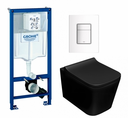 Комплект 3 в 1 инсталляция Grohe Rapid SL + Унитаз подвесной Lorne Lambro BL LN5007507 + кнопка белая