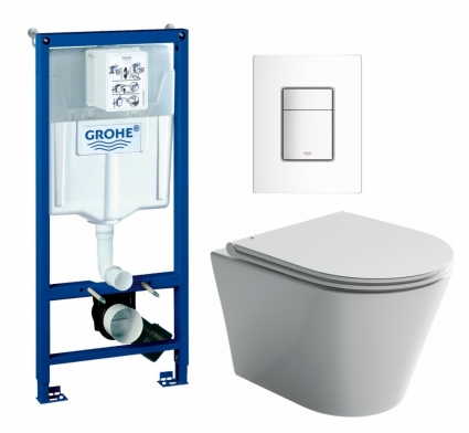 Комплект 3 в 1 инсталляция Grohe Rapid SL + Унитаз подвесной Ceramica Nova Forma CN3011 + кнопка белая
