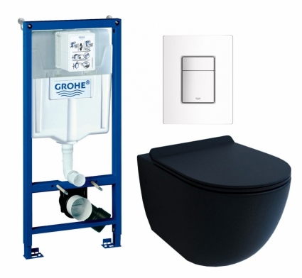 Комплект 3 в 1 инсталляция Grohe Rapid SL +  Унитаз подвесной Esbano Garcia + кнопка белая