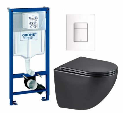 Комплект 3 в 1 инсталляция Grohe Rapid SL + Унитаз подвесной Lemark Glazer 9612004 + кнопка белая