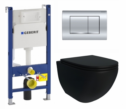 Комплект 3 в 1 инсталляция Geberit Duofix + Унитаз подвесной Enio Unico BL Tornado EN4105057 + кнопка хром Delta30