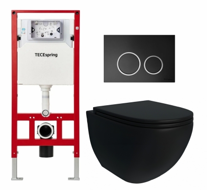 Комплект 3 в 1 инсталляция Tece Tecespring + Унитаз подвесной Enio Unico BL Tornado EN4105057 + кнопка чёрная матовая