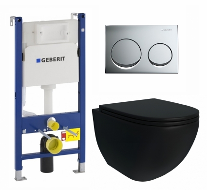 Комплект 3 в 1 инсталляция Geberit Duofix + Унитаз подвесной Enio Unico BL Tornado EN4105057 + кнопка хром Alpha20