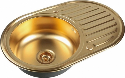Мойка кухонная Zorg Inox Pvd SZR-7750 bronze брашированная, овальная, 77x50 см