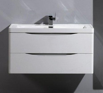 Тумба с раковиной BelBagno Ancona-N 90 bianco lucido подвесная, с ящиками, с доводчиками