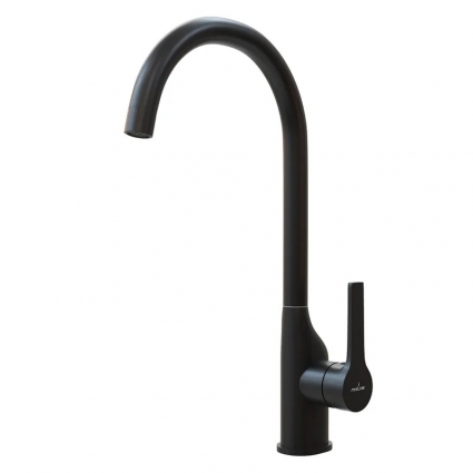 Смеситель для кухни 35k MIXLINE ML23-032 "Round Black" высокий излив боковая ручка ручка ЧЕРНЫЙ однорычажный, черный